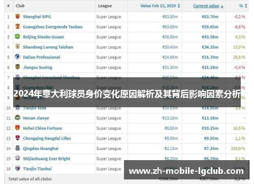 2024年意大利球员身价变化原因解析及其背后影响因素分析